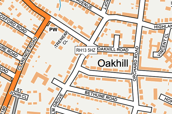 RH13 5HZ map - OS OpenMap – Local (Ordnance Survey)
