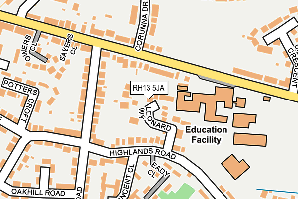 RH13 5JA map - OS OpenMap – Local (Ordnance Survey)