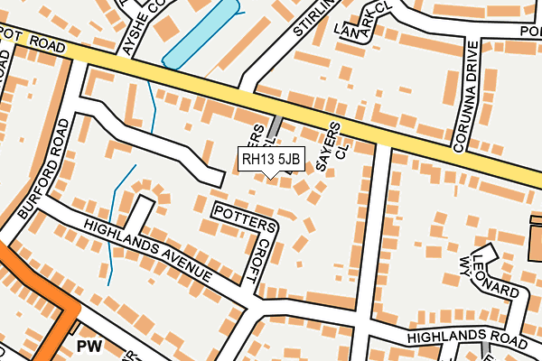 RH13 5JB map - OS OpenMap – Local (Ordnance Survey)