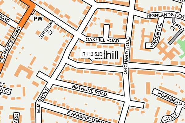 RH13 5JD map - OS OpenMap – Local (Ordnance Survey)