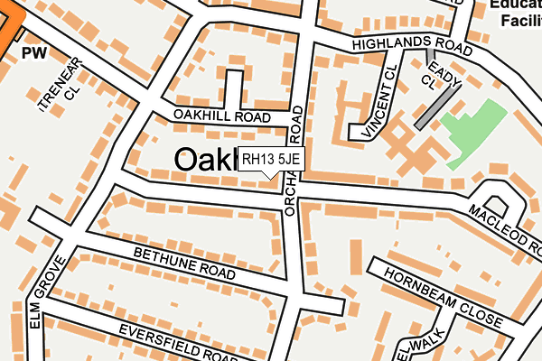RH13 5JE map - OS OpenMap – Local (Ordnance Survey)