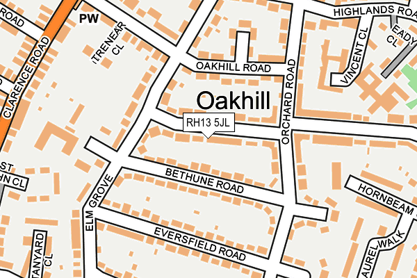 RH13 5JL map - OS OpenMap – Local (Ordnance Survey)