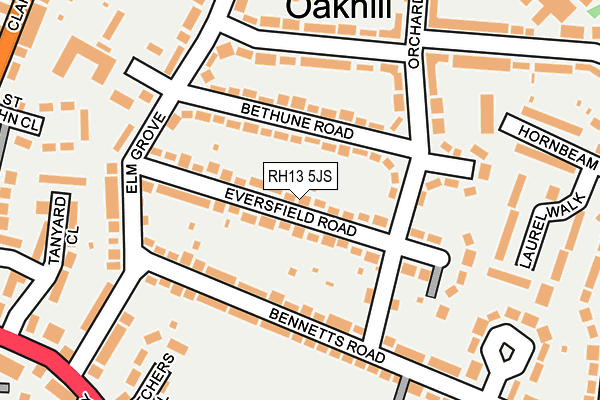 RH13 5JS map - OS OpenMap – Local (Ordnance Survey)