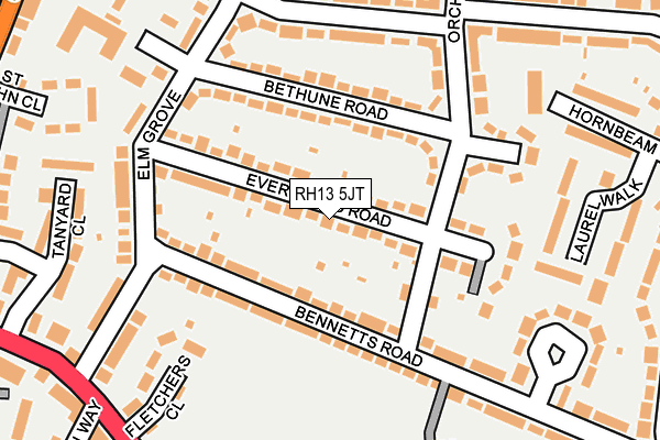 RH13 5JT map - OS OpenMap – Local (Ordnance Survey)