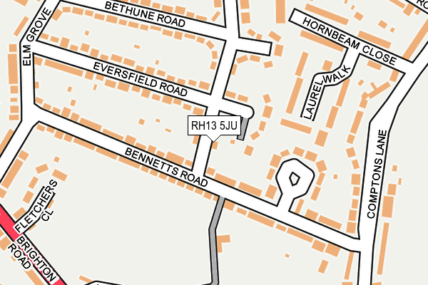 RH13 5JU map - OS OpenMap – Local (Ordnance Survey)
