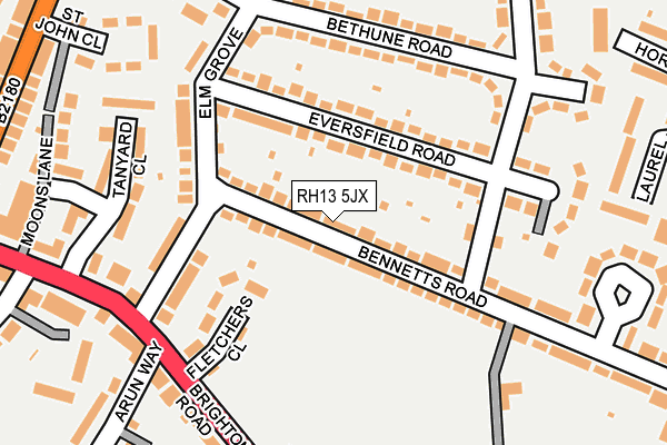 RH13 5JX map - OS OpenMap – Local (Ordnance Survey)
