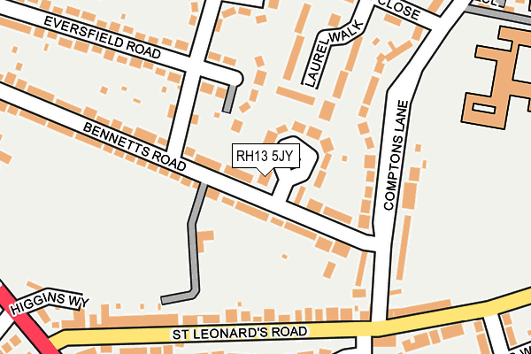 RH13 5JY map - OS OpenMap – Local (Ordnance Survey)