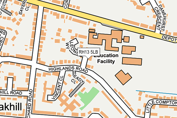 RH13 5LB map - OS OpenMap – Local (Ordnance Survey)