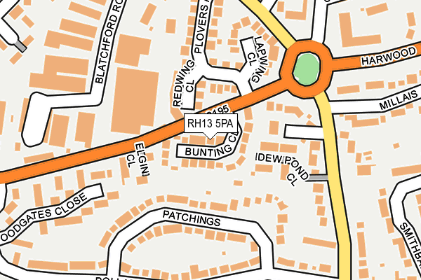 RH13 5PA map - OS OpenMap – Local (Ordnance Survey)