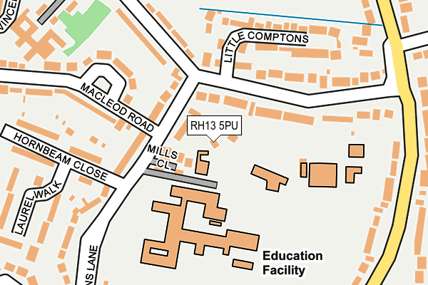 RH13 5PU map - OS OpenMap – Local (Ordnance Survey)