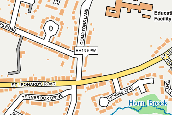 RH13 5PW map - OS OpenMap – Local (Ordnance Survey)