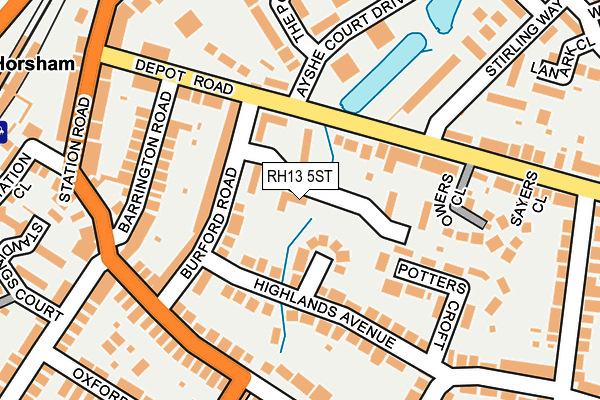 RH13 5ST map - OS OpenMap – Local (Ordnance Survey)