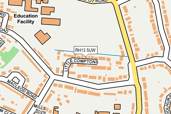 RH13 5UW map - OS OpenMap – Local (Ordnance Survey)