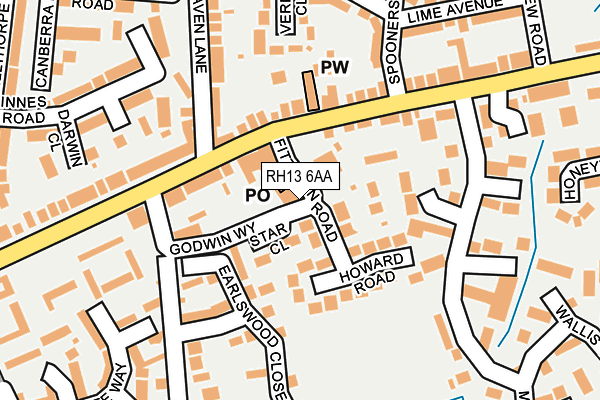 RH13 6AA map - OS OpenMap – Local (Ordnance Survey)