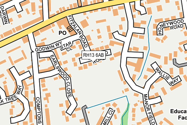 RH13 6AB map - OS OpenMap – Local (Ordnance Survey)