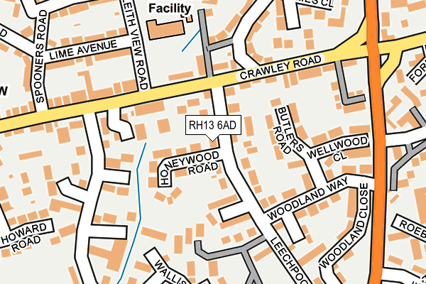 RH13 6AD map - OS OpenMap – Local (Ordnance Survey)