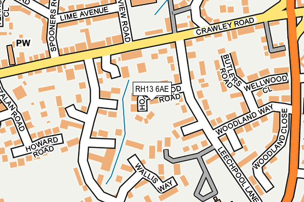 RH13 6AE map - OS OpenMap – Local (Ordnance Survey)