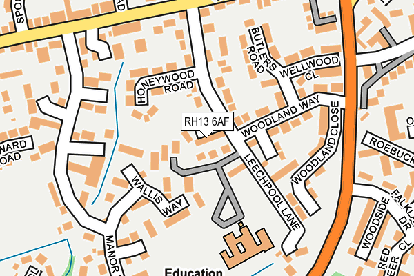 RH13 6AF map - OS OpenMap – Local (Ordnance Survey)