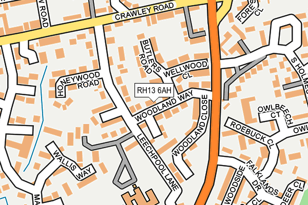 RH13 6AH map - OS OpenMap – Local (Ordnance Survey)