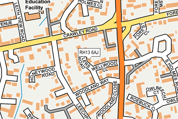 RH13 6AJ map - OS OpenMap – Local (Ordnance Survey)