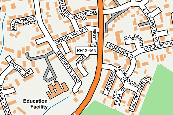 RH13 6AN map - OS OpenMap – Local (Ordnance Survey)