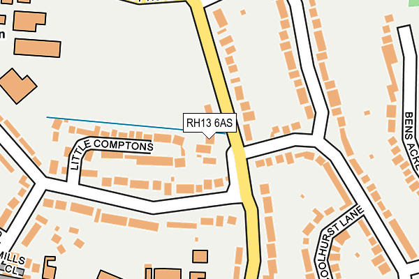 RH13 6AS map - OS OpenMap – Local (Ordnance Survey)