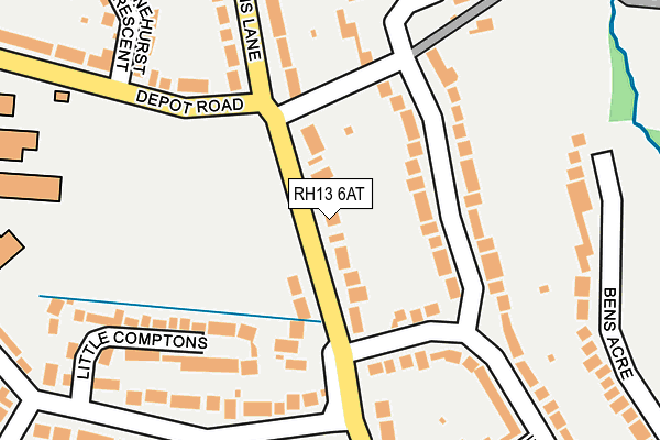 RH13 6AT map - OS OpenMap – Local (Ordnance Survey)