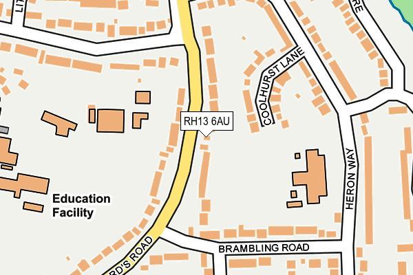 RH13 6AU map - OS OpenMap – Local (Ordnance Survey)