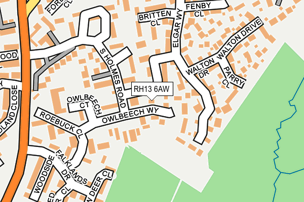 RH13 6AW map - OS OpenMap – Local (Ordnance Survey)
