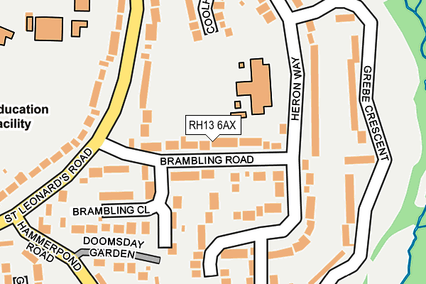 RH13 6AX map - OS OpenMap – Local (Ordnance Survey)