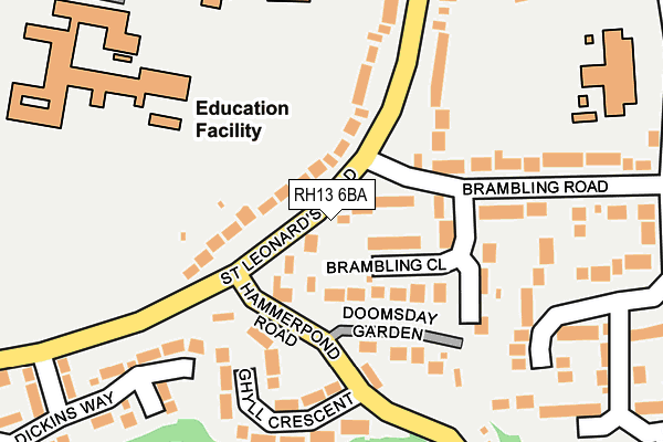 RH13 6BA map - OS OpenMap – Local (Ordnance Survey)
