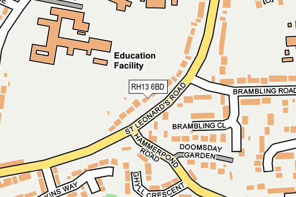 RH13 6BD map - OS OpenMap – Local (Ordnance Survey)