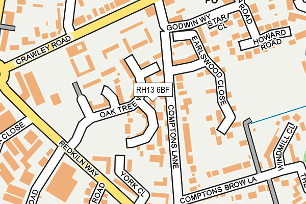 RH13 6BF map - OS OpenMap – Local (Ordnance Survey)