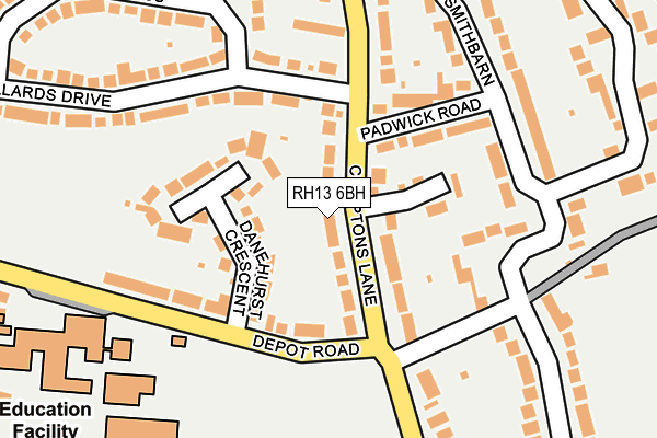 RH13 6BH map - OS OpenMap – Local (Ordnance Survey)