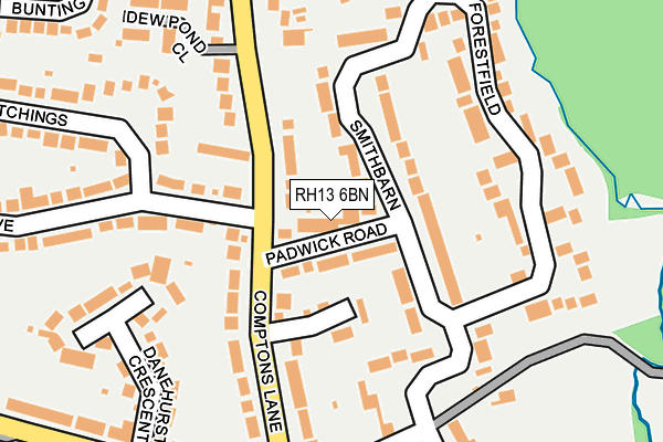 RH13 6BN map - OS OpenMap – Local (Ordnance Survey)