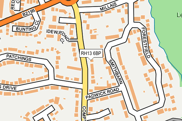 RH13 6BP map - OS OpenMap – Local (Ordnance Survey)