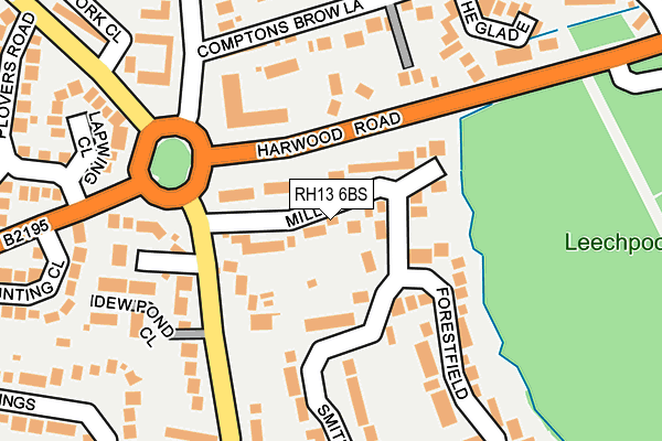 RH13 6BS map - OS OpenMap – Local (Ordnance Survey)