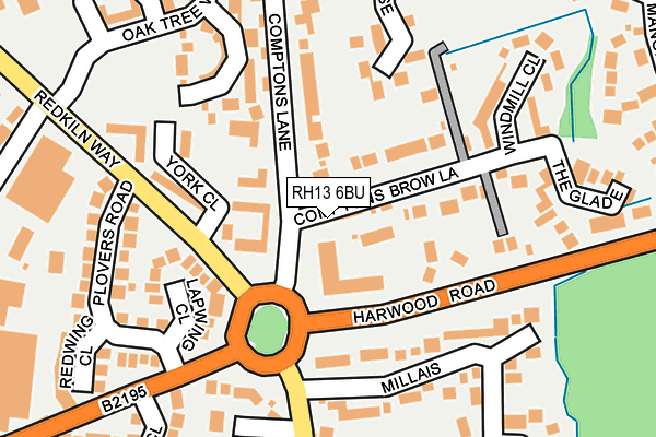 RH13 6BU map - OS OpenMap – Local (Ordnance Survey)