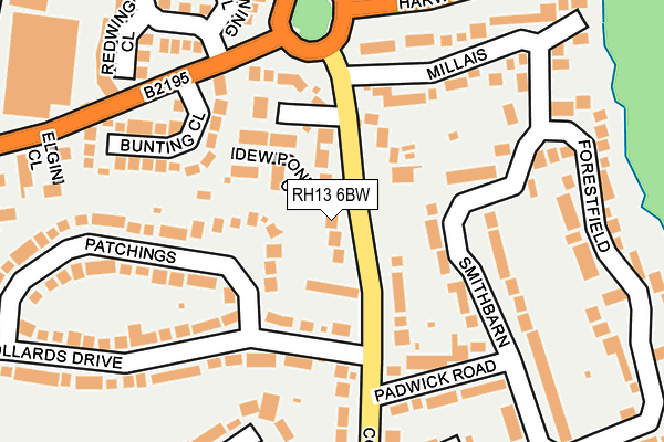 RH13 6BW map - OS OpenMap – Local (Ordnance Survey)