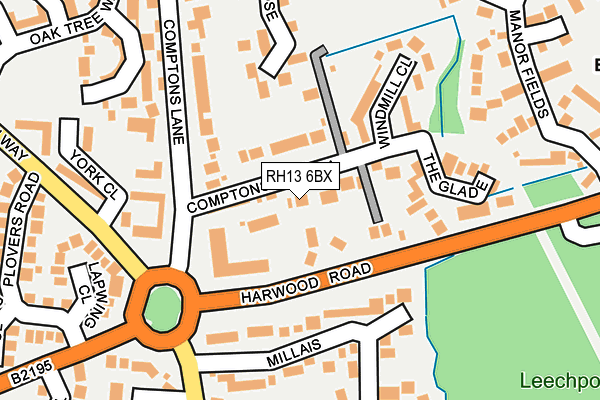 RH13 6BX map - OS OpenMap – Local (Ordnance Survey)