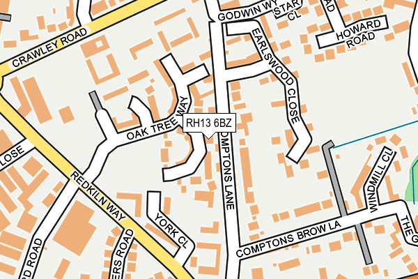 RH13 6BZ map - OS OpenMap – Local (Ordnance Survey)
