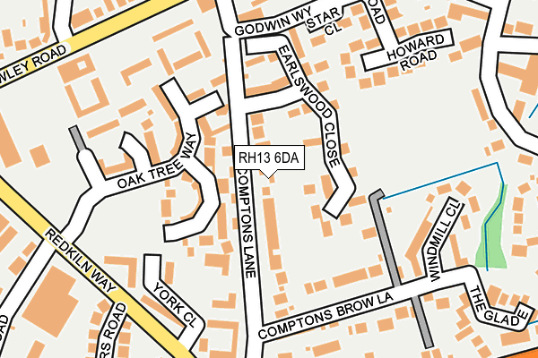 RH13 6DA map - OS OpenMap – Local (Ordnance Survey)