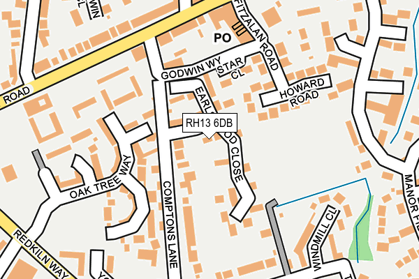 RH13 6DB map - OS OpenMap – Local (Ordnance Survey)