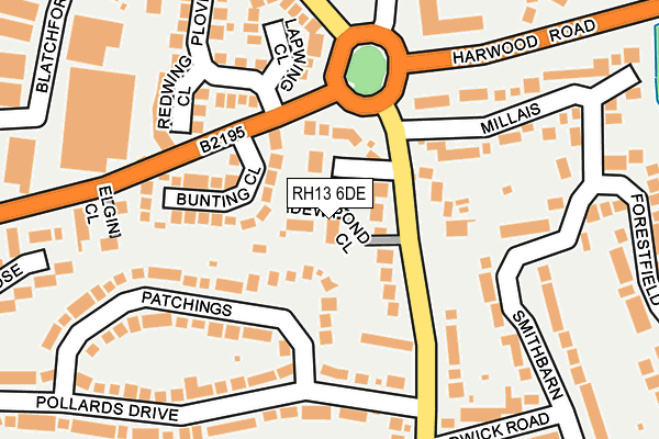 RH13 6DE map - OS OpenMap – Local (Ordnance Survey)