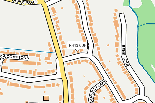 RH13 6DF map - OS OpenMap – Local (Ordnance Survey)