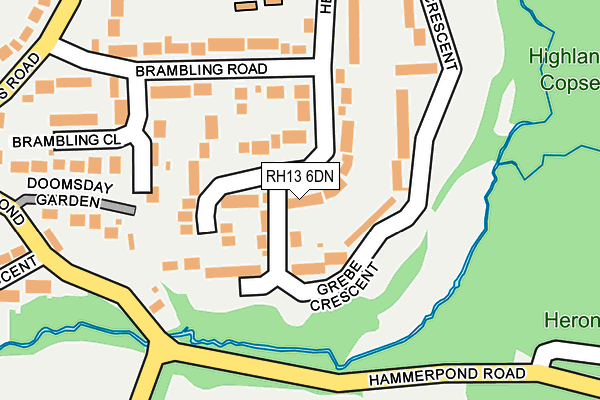 RH13 6DN map - OS OpenMap – Local (Ordnance Survey)