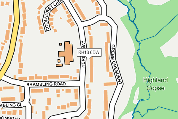 RH13 6DW map - OS OpenMap – Local (Ordnance Survey)
