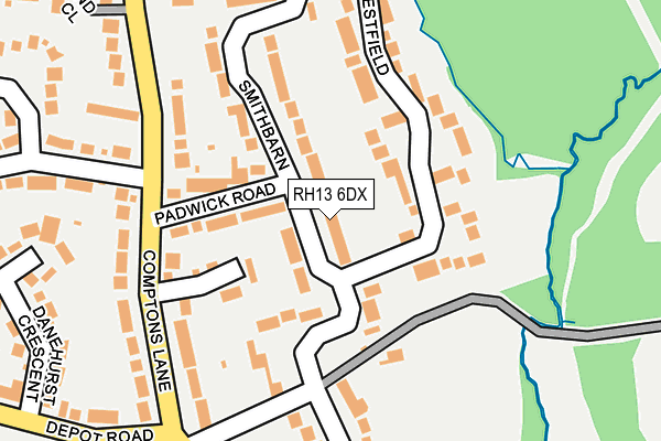 RH13 6DX map - OS OpenMap – Local (Ordnance Survey)