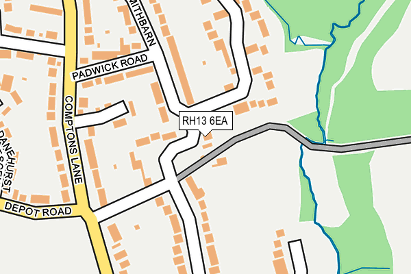 RH13 6EA map - OS OpenMap – Local (Ordnance Survey)