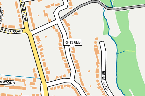 RH13 6EB map - OS OpenMap – Local (Ordnance Survey)
